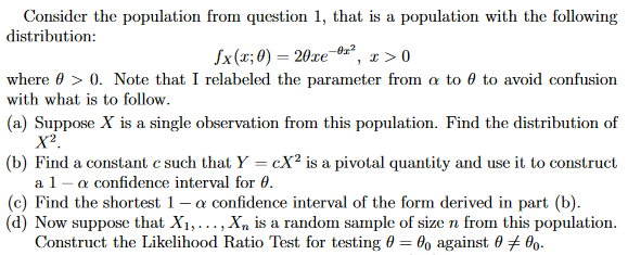 Solved Consider The Population From Question 1, That Is A | Chegg.com