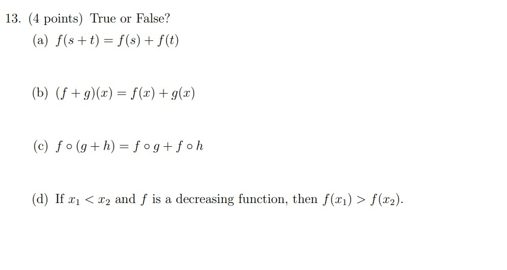 13 4 Points True Or False A F S T F S Chegg Com