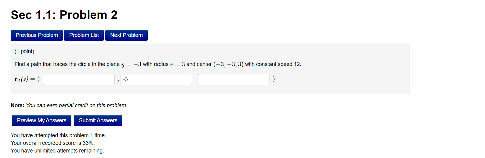 Solved Sec 1.1: Problem 2 Previous Problem Problem List Next | Chegg.com