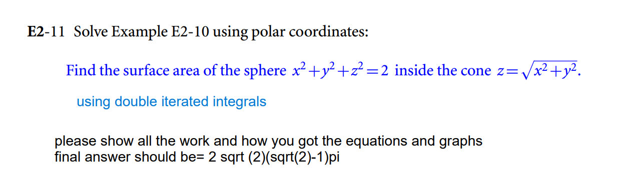 Solved 2-11 Solve Example E2-10 Using Polar Coordinates: | Chegg.com