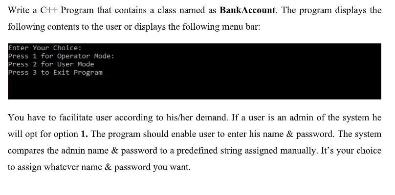 Solved Write a C++ Program that contains a class named as | Chegg.com