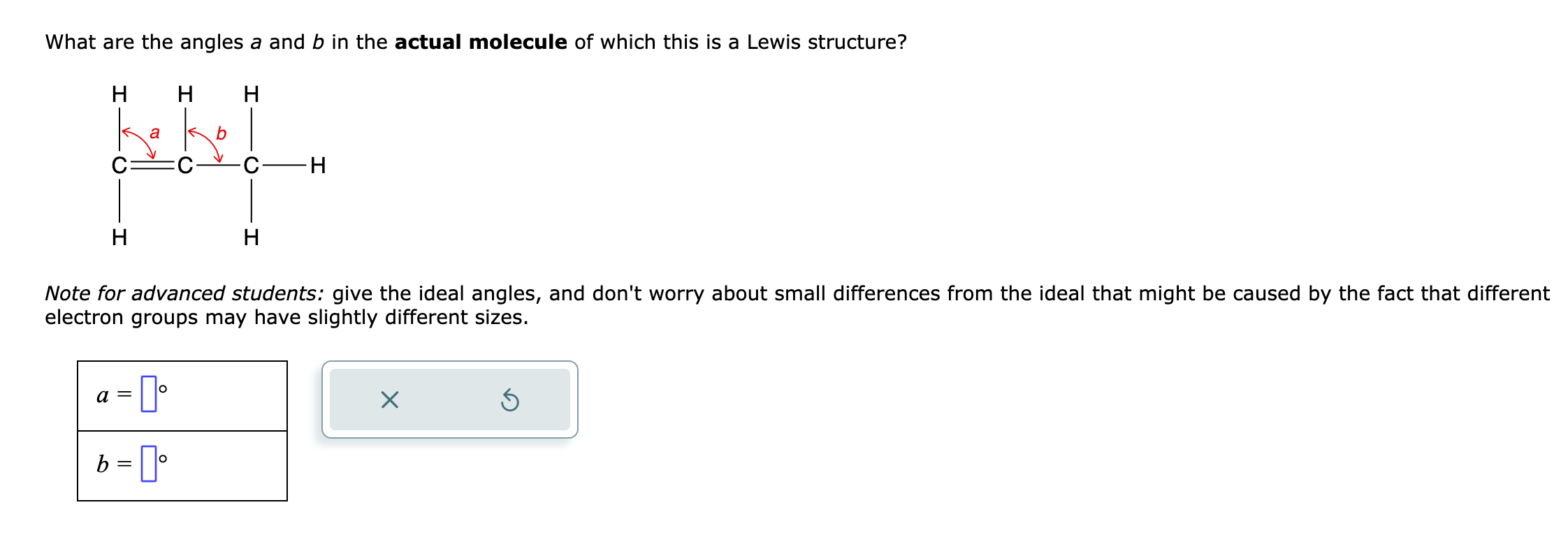 Solved What Are The Angles A And B In The Actual Molecule Of | Chegg.com