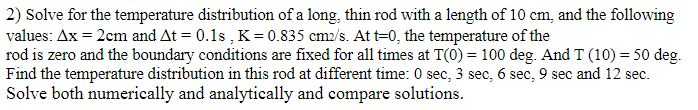 Solved 2) Solve for the temperature distribution of a long, | Chegg.com