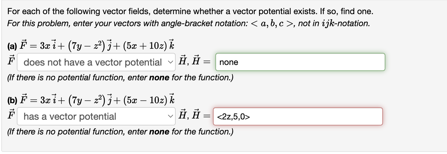 Solved For each of the following vector fields, determine | Chegg.com