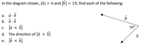 Solved In The Diagram Shown, ∣a∣=6 And ∣b∣=10, Find Each Of | Chegg.com