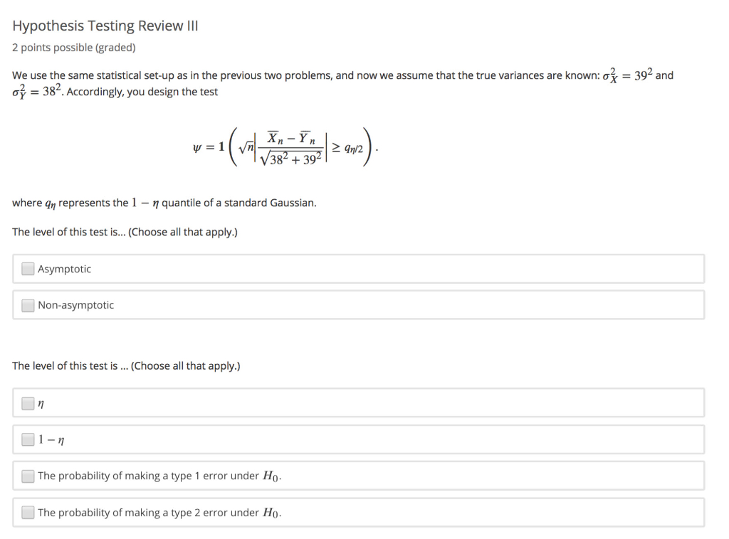 hypothesis testing graded quiz