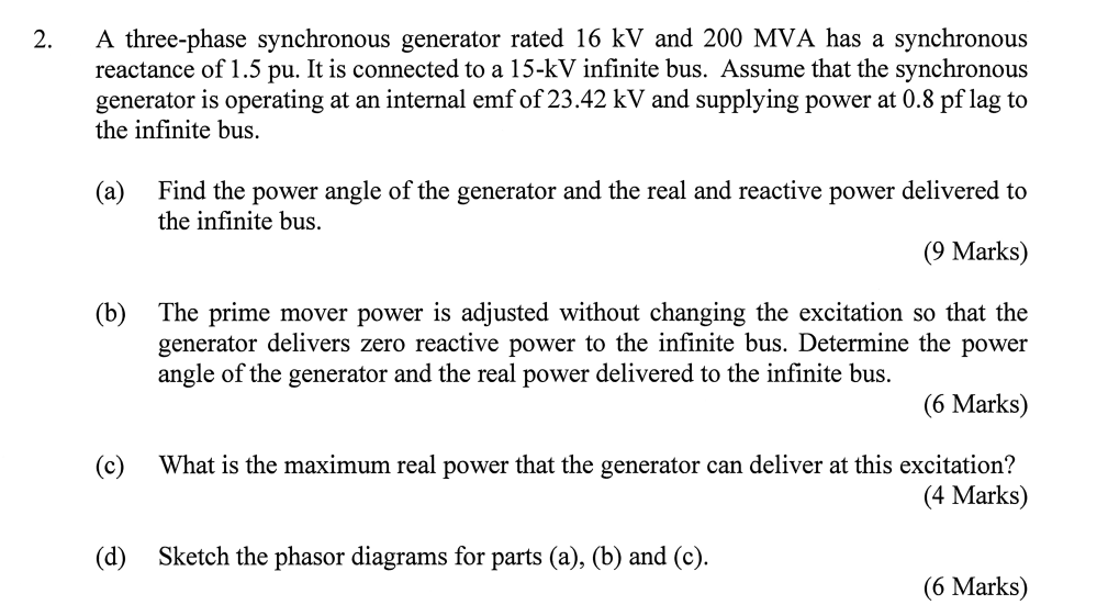 Solved 2. A three-phase synchronous generator rated 16 kV | Chegg.com