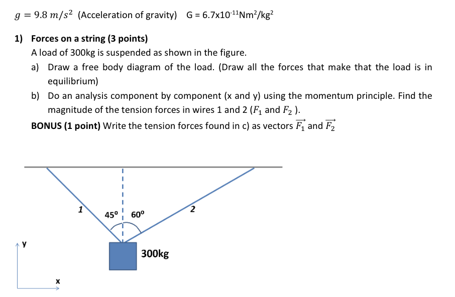 Solved g = 9.8 m/s2 (Acceleration of gravity) G = | Chegg.com
