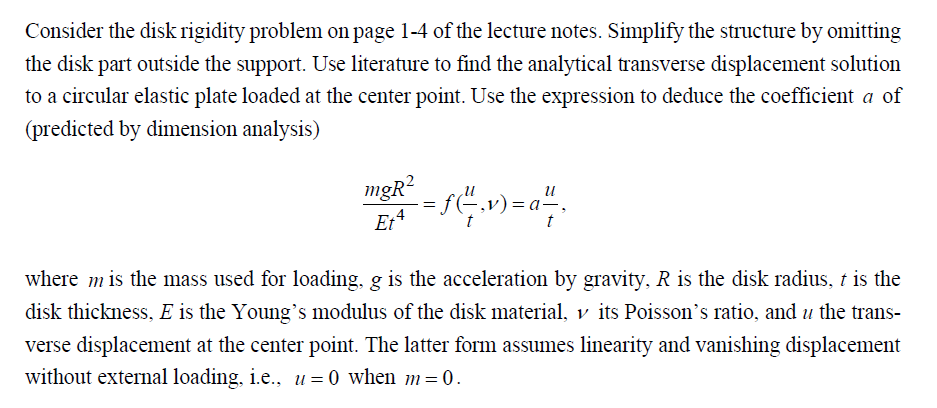 Solved Assignment 3 Disk rigidity problem on page 1-4 of | Chegg.com