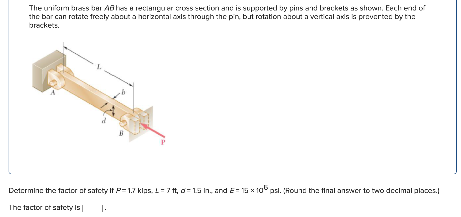Solved The uniform brass bar AB has a rectangular cross