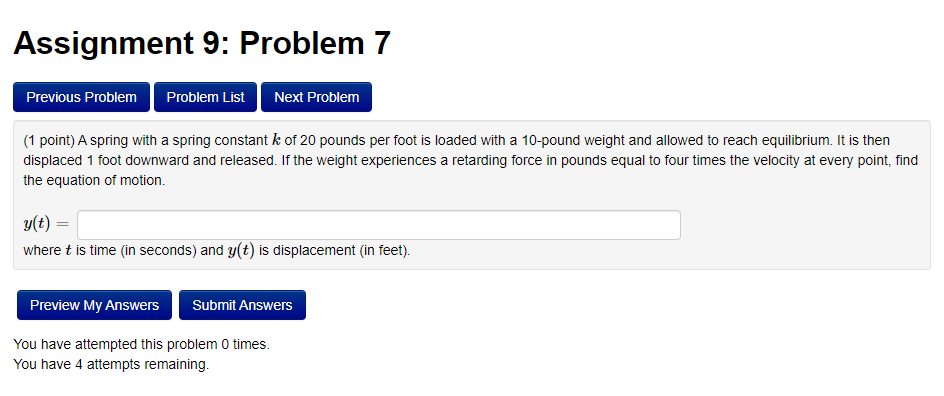 Solved Assignment 9: Problem 7 Previous Problem Problem List | Chegg.com