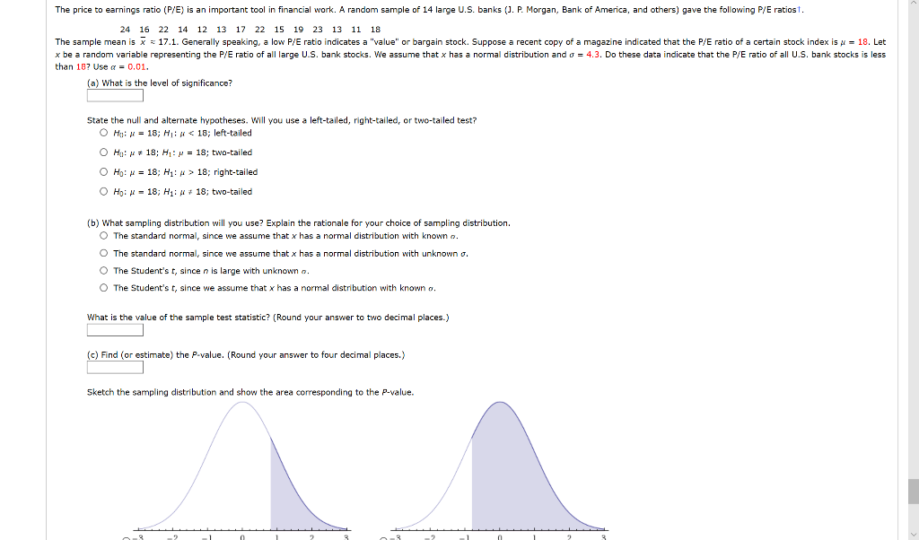 Solved The Price To Earnings Ratio P E Is An Important Chegg Com