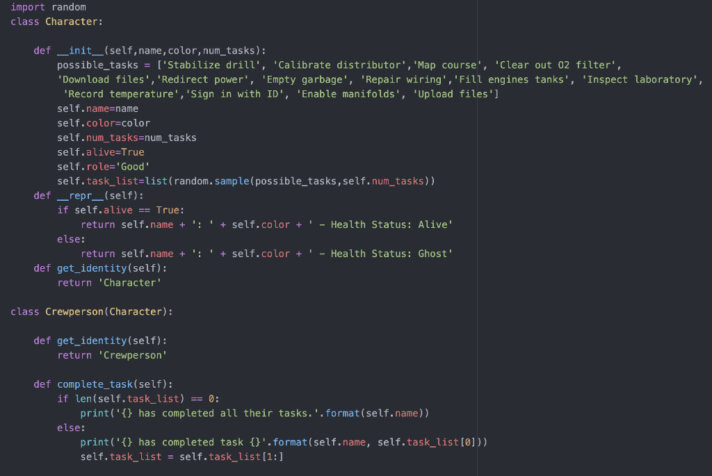 Solved import random class Character: def _init__(self, | Chegg.com