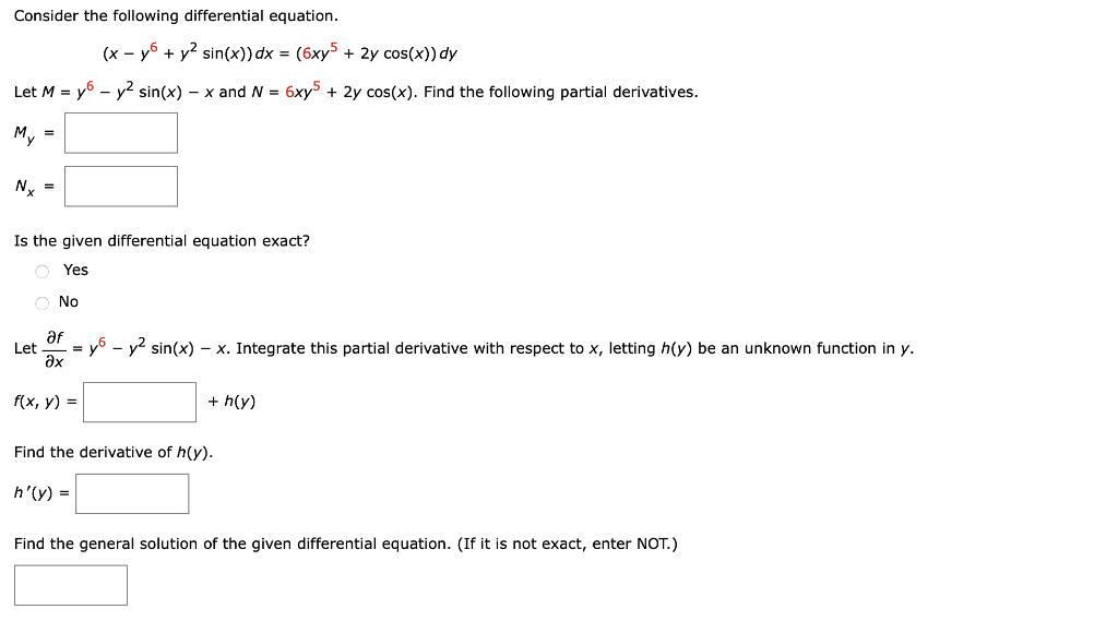 Solved Consider the following differential equation. (x - y | Chegg.com