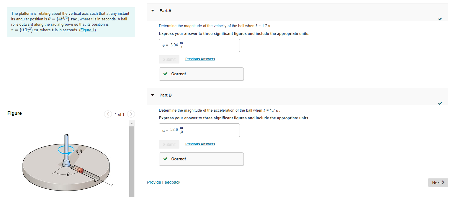 Solved Part A The platform is rotating about the vertical | Chegg.com