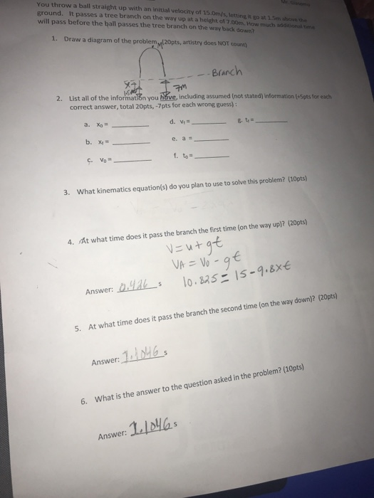 Solved You throw a ball straight up with an initial velocity