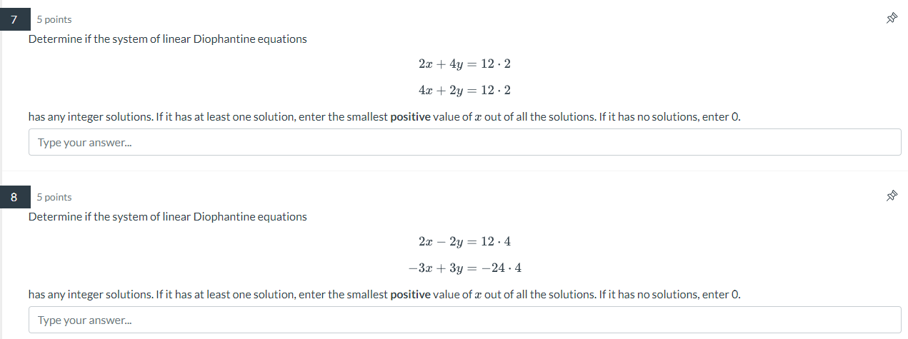 Solved Determine If The System Of Linear Diophantine | Chegg.com