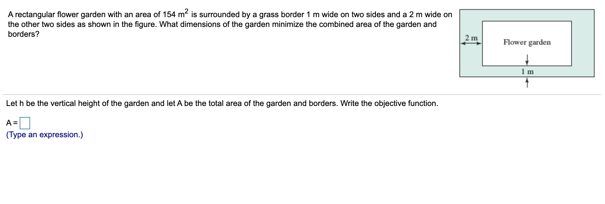 solved-a-rectangular-flower-garden-with-an-area-of-154-m-is-chegg