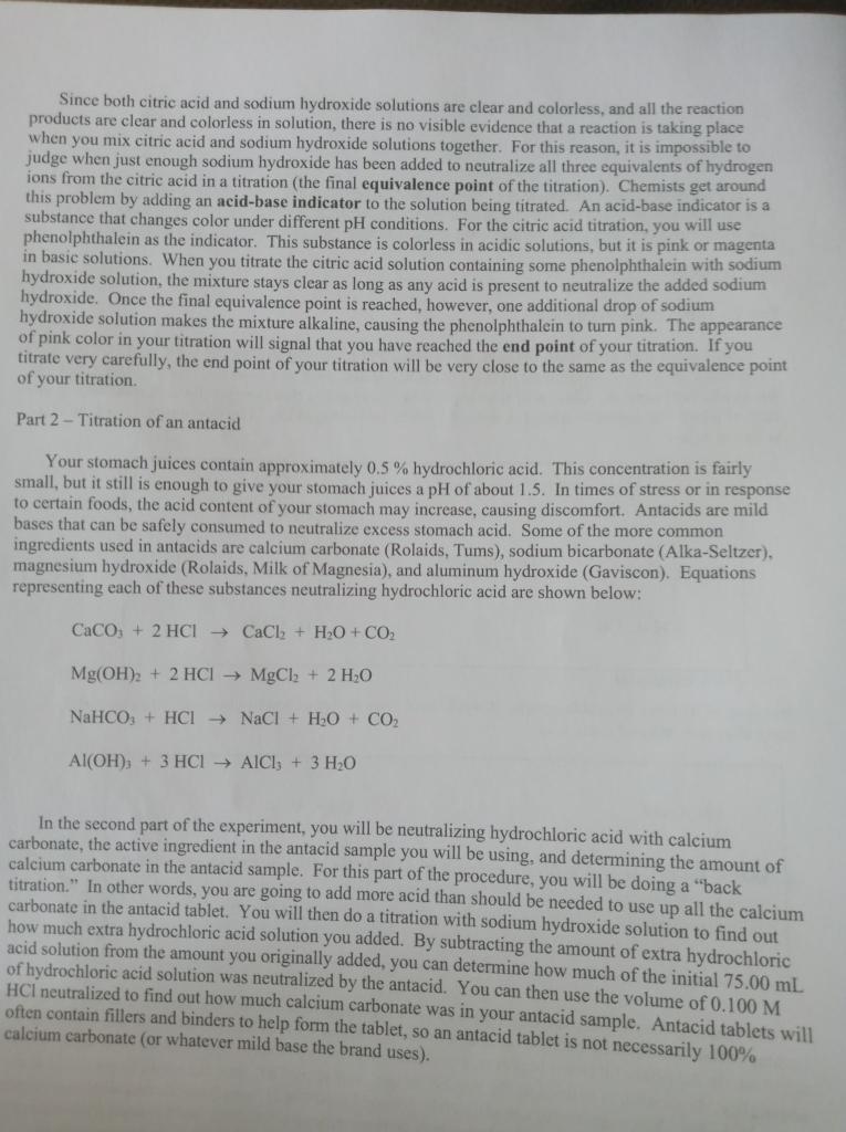 Solved EXPERIMENT 8 - ACID AND ALKALI CONTENT DETERMINATIONS | Chegg.com