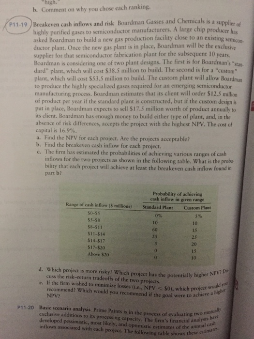 Solved Breakeven cash inflows and risk Boardman Gasses and | Chegg.com