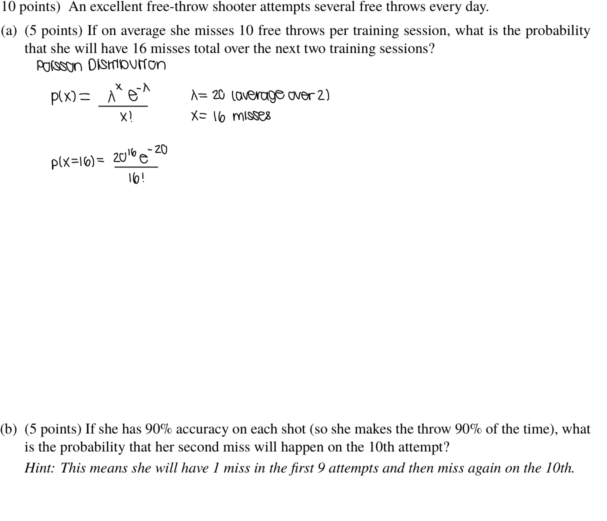 Solved 10 points) An excellent freethrow shooter attempts