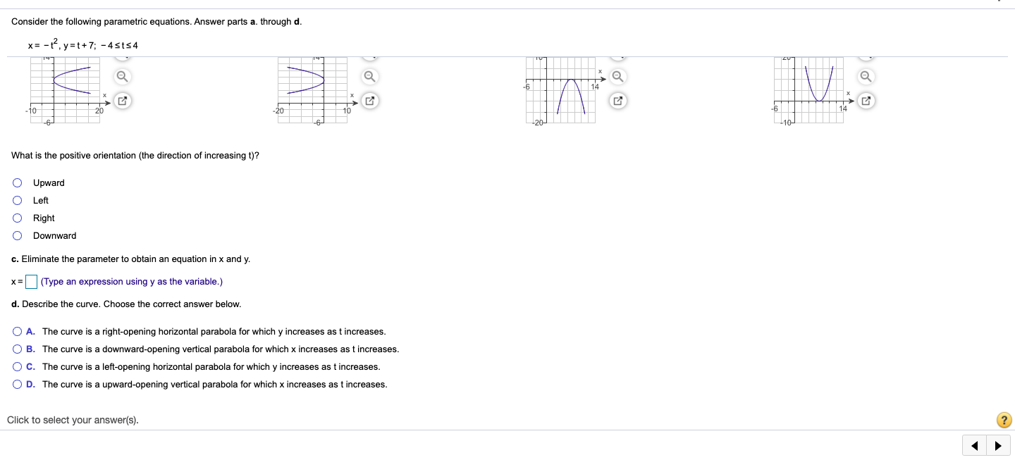 Solved Consider The Following Parametric Equations Answer 