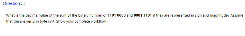 Solved What Is The Decimal Value Of The Sum Of The Binary 