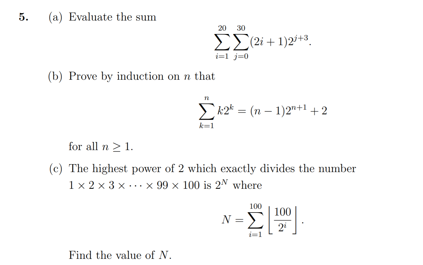 Solved 5 A Evaluate The Sum 20 30 I 2 1 21 3 I 1 J Chegg Com