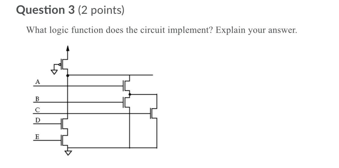 Solved Question 3 (2 points) What logic function does the | Chegg.com