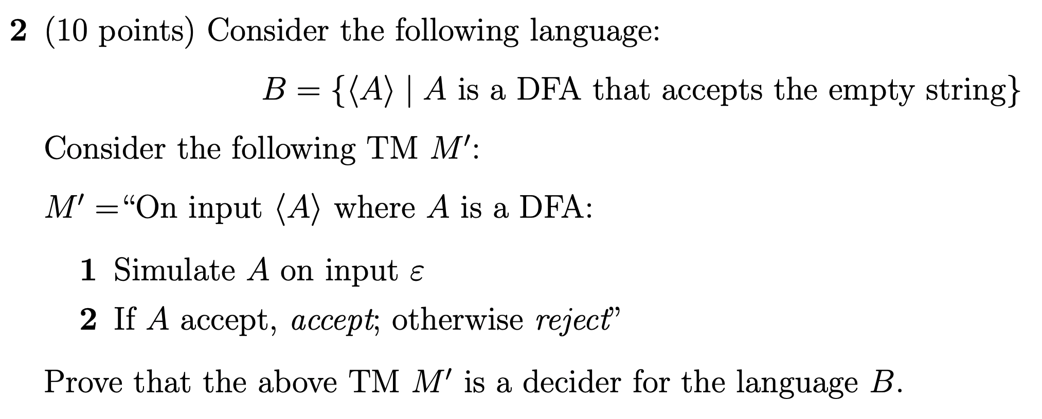 Solved 2 (10 Points) Consider The Following Language: | Chegg.com