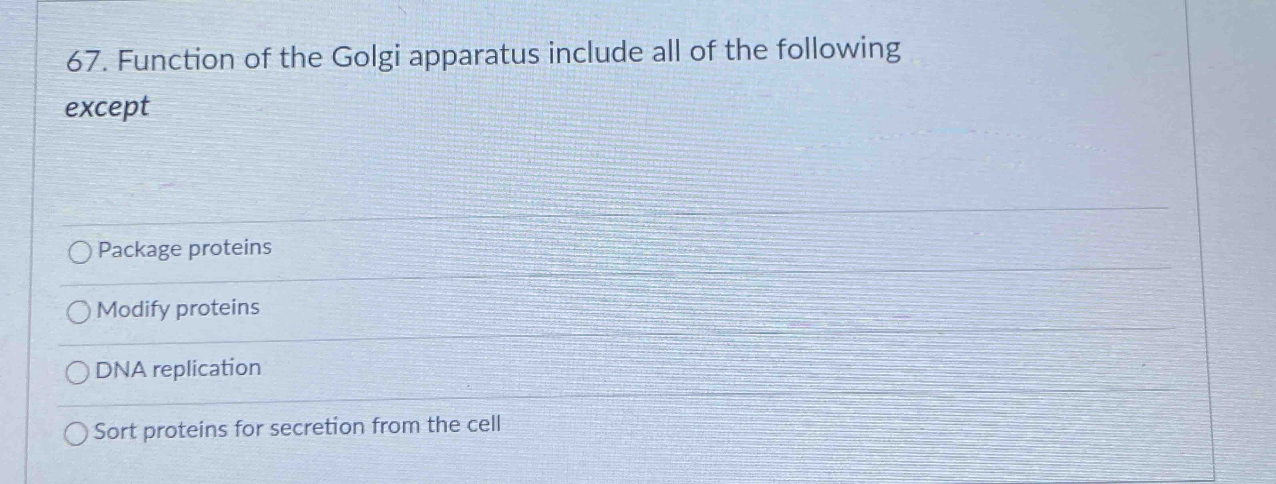 Solved Function of the Golgi apparatus include all of the Biology Diagrams