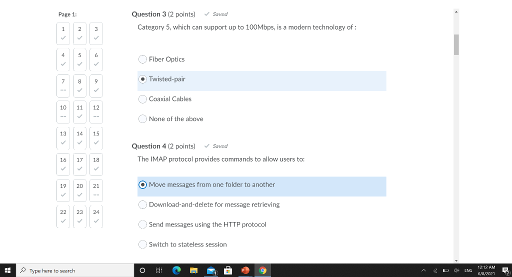 Solved Page 1: Question 3 (2 points) Saved 1 2 3 Category 5, | Chegg.com