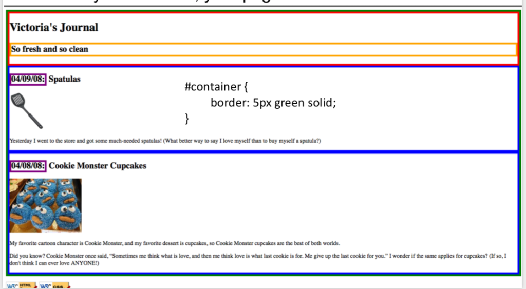 Solved In HTML/CSS, how do you get a border inside another | Chegg.com