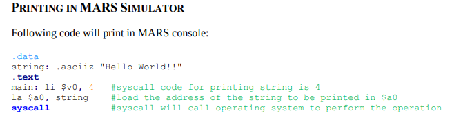 Printing In Mars Simulator Following Code Will Pri Chegg Com