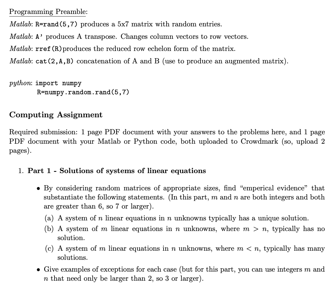 Solved Please Use Matlab Language To Solve The Question In | Chegg.com