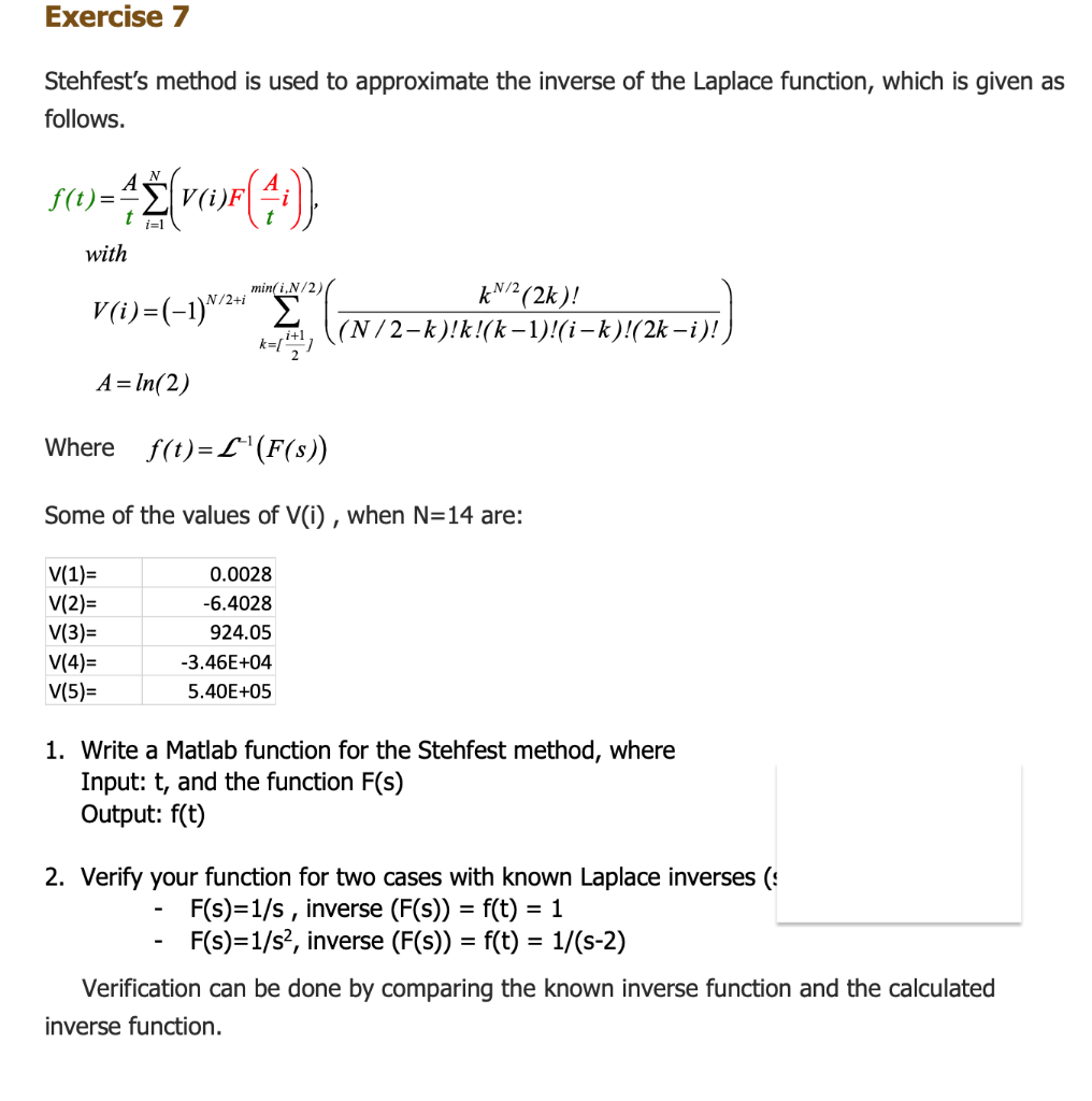 Stehfest's method is used to approximate the inverse