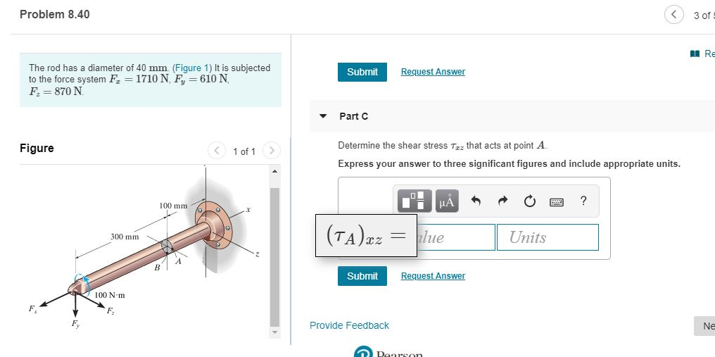 Solved Determine the normal stress that acts at point | Chegg.com