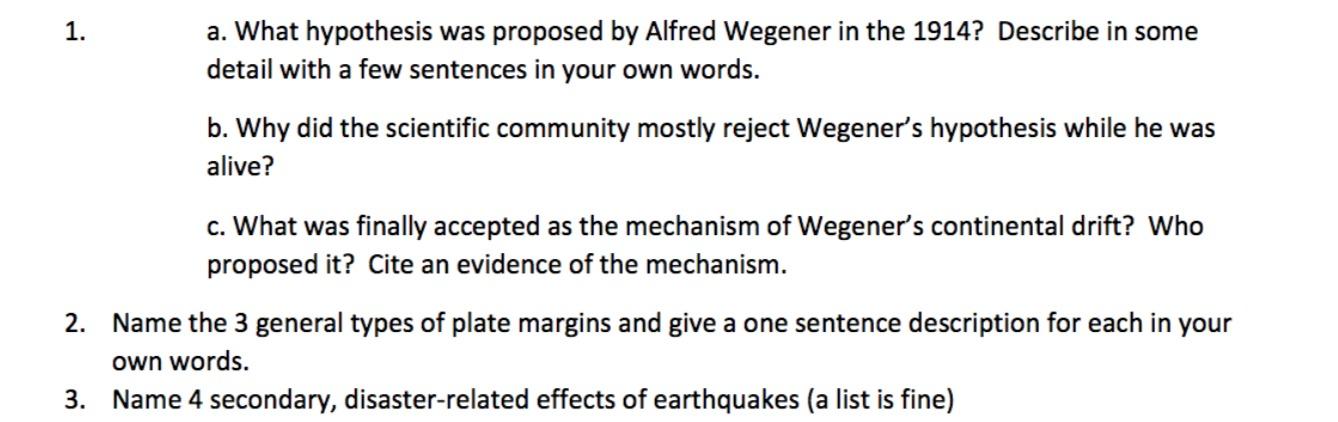 what is wegener's hypothesis