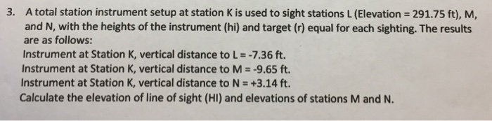 Solved 3. A total station instrument setup at station K is | Chegg.com ...