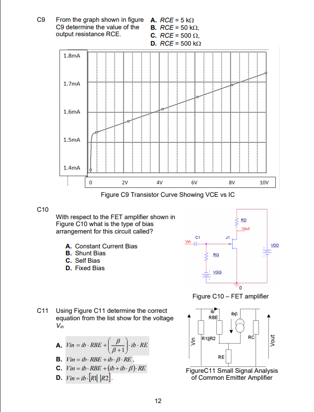 Solved C9 From the graph shown in figure A. RCE = 5 k2 C9 | Chegg.com