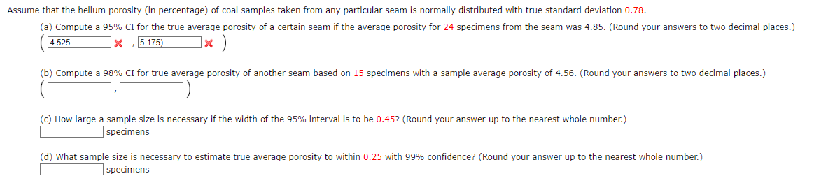 Solved Assume that the helium porosity (in percentage) of | Chegg.com