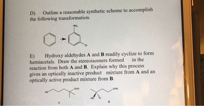 Solved D) Outline a reasonable synthetic scheme to | Chegg.com