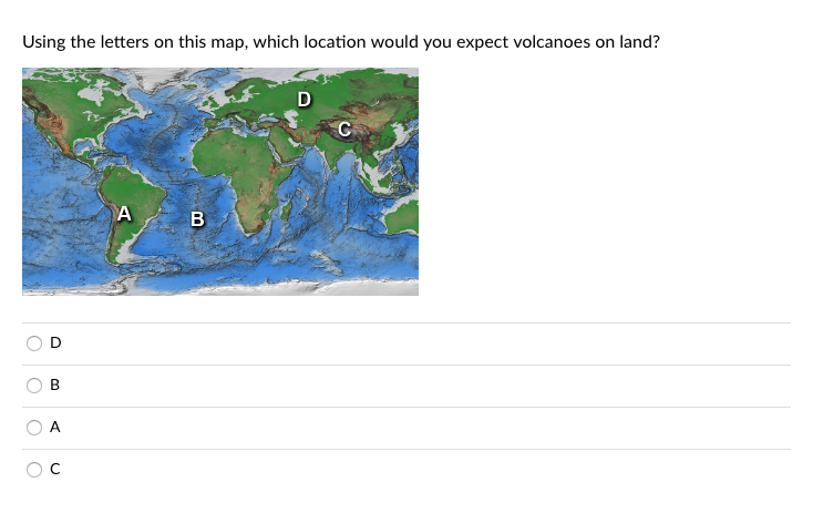 Solved Using the letters on this map, which location would | Chegg.com