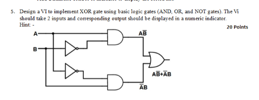 Solved 5. Design a VI to implement XOR gate using basic | Chegg.com