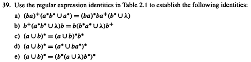 Solved TABLE 2.1 Regular Expression Identities Øu = u0= 2. A | Chegg.com