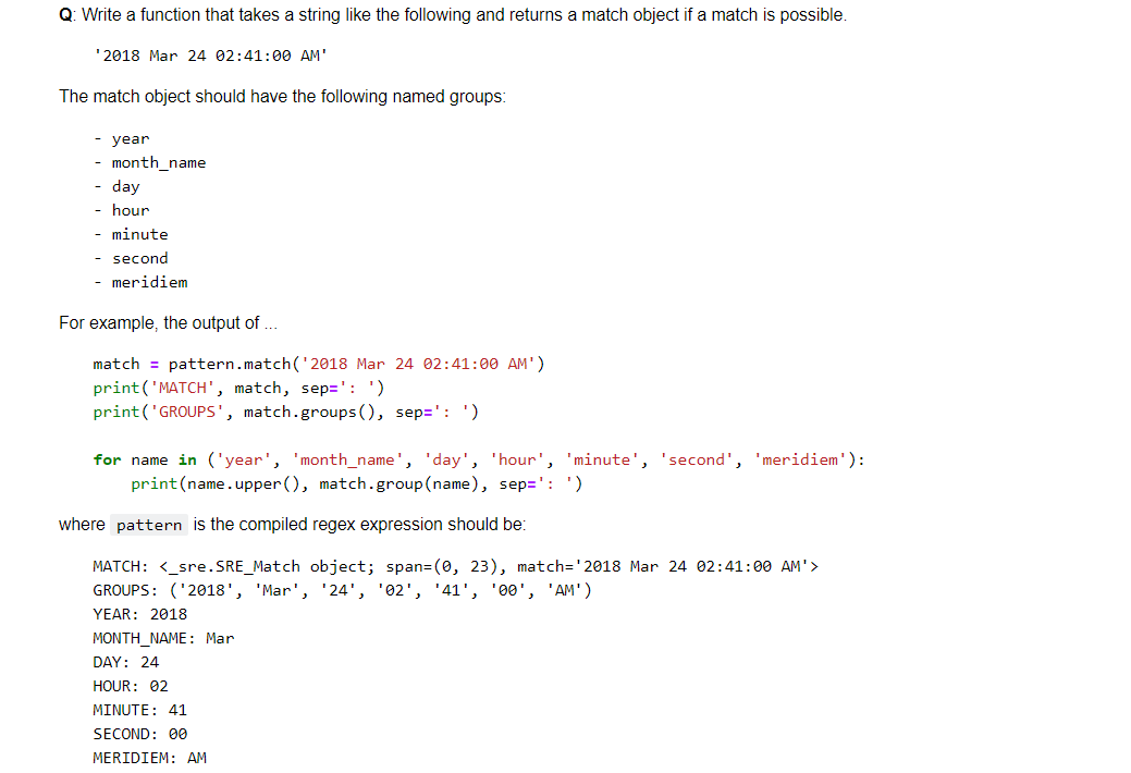 Solved Q: Write a function that takes a string like the | Chegg.com image.