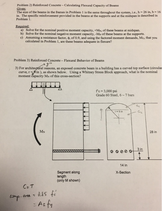 Solved Reinforced Concrete-Calculating Flexural Capacity of | Chegg.com