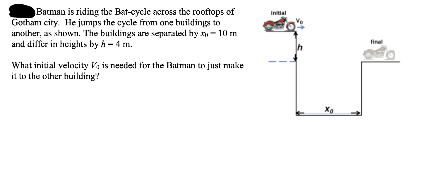 Solved initial Batman is riding the Bat-cycle across the | Chegg.com