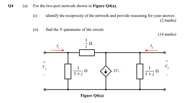 Solved Q4 (a) For the two-port network shown in Figure | Chegg.com