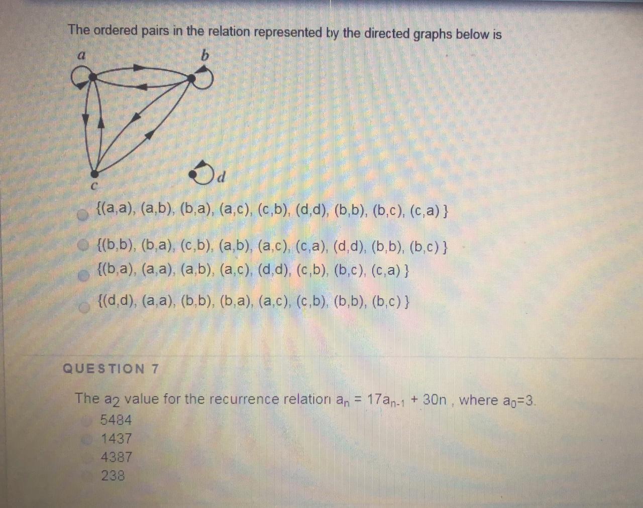 Solved The Ordered Pairs In The Relation Represented By The | Chegg.com